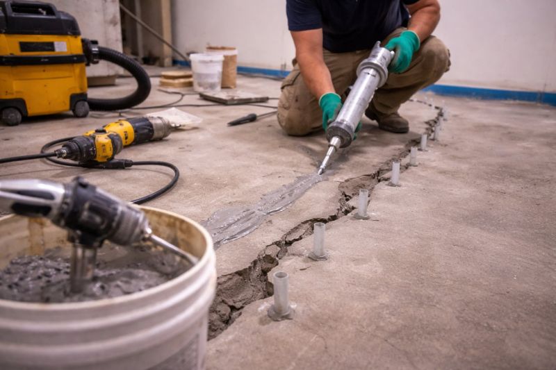 Cracked Basement Floor Repair in Saint Cloud, MN