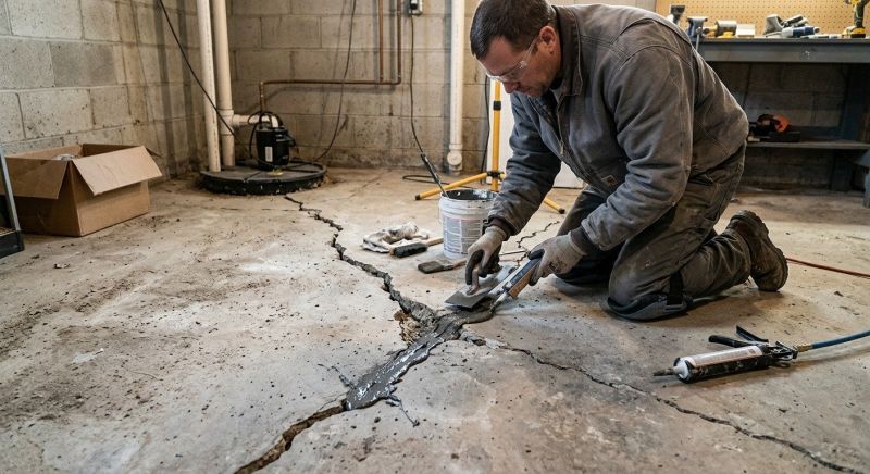 Cracked Basement Floor Repair in Saint Cloud, MN